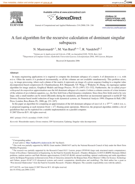 A Fast Algorithm for the Recursive Calculation of Dominant Singular Subspaces N