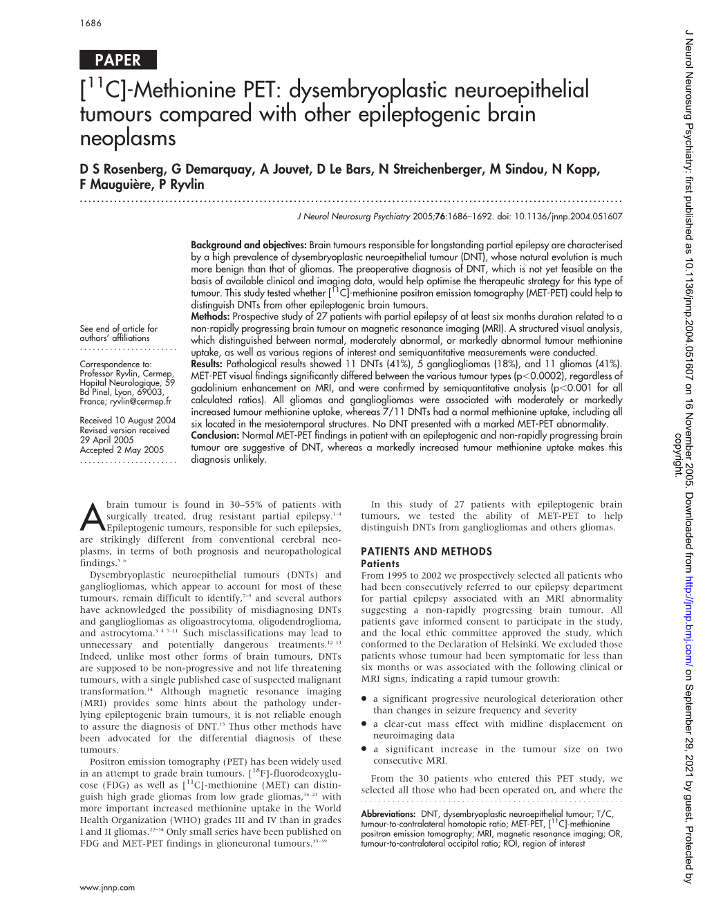 Dysembryoplastic Neuroepithelial Tumours Compared with Other