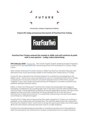 Future Plc Today Announces the Launch of Fourfourtwo Turkey
