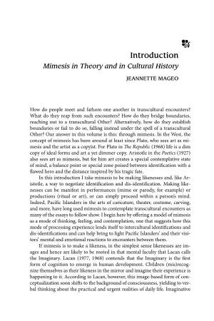 Introduction Mimesis in Theory and in Cultural History