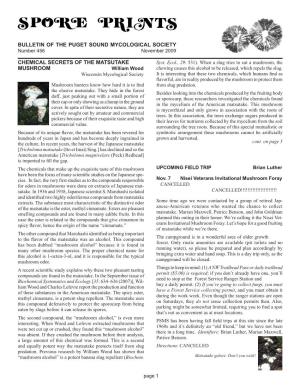 Bulletin of the Puget Sound Mycological Society Chemical Secrets of the Matsutake Mushroom