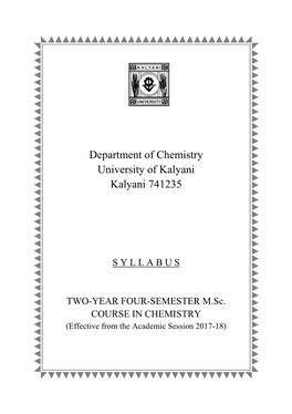 Department of Chemistry University of Kalyani Kalyani 741235