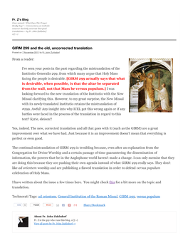 GIRM 299 and the Old, Uncorrected Translation Posted on 7 November 2011 by Fr