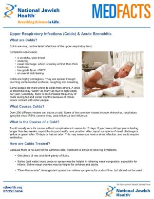 Upper Respiratory Infections (Colds) & Acute Bronchitis