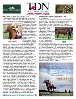 Wise Dan out of Breeders' Cup Tattersalls Book 2 Posts