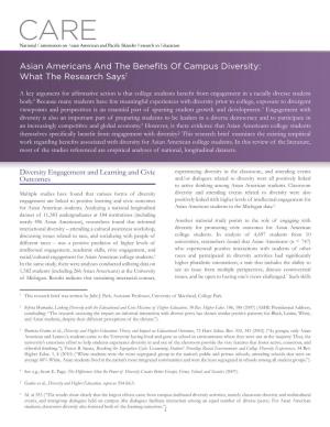 Asian Americans and the Benefits of Campus Diversity: What the Research Says1