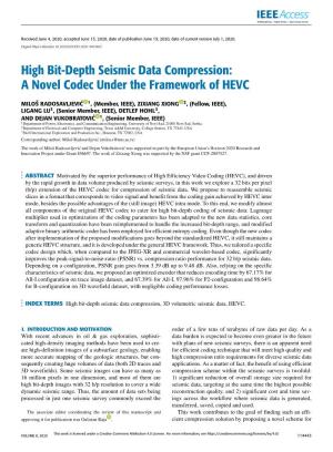 High Bit-Depth Seismic Data Compression: a Novel Codec Under the Framework of HEVC
