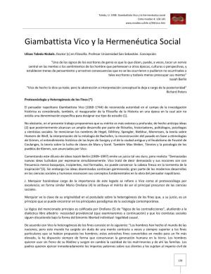 Giambattista Vico Y La Hermenéutica Social Cinta Moebio 4: 128-145
