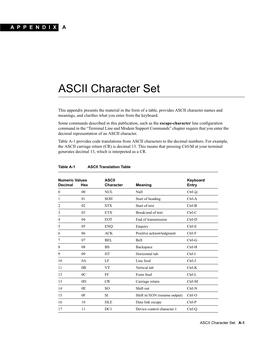ASCII Character Set