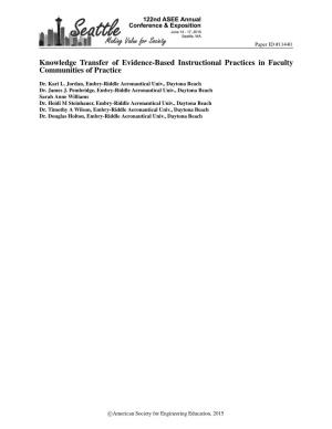 Knowledge Transfer of Evidence-Based Instructional Practices in Faculty Communities of Practice