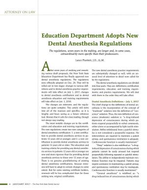 Education Department Adopts New Dental Anesthesia Regulations