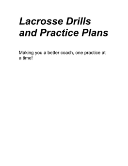 Lacrosse Drills and Practice Plans