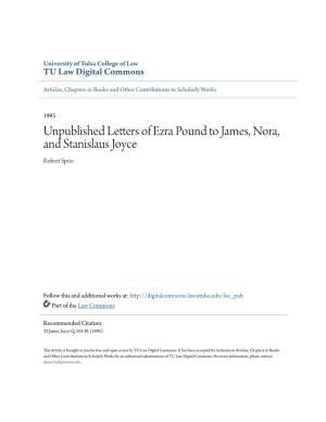 Unpublished Letters of Ezra Pound to James, Nora, and Stanislaus Joyce Robert Spoo