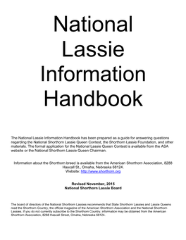 The National Lassie Information Handbook Has Been Prepared As A
