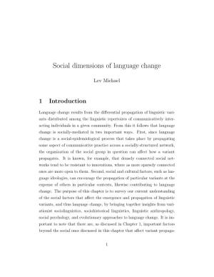 Social Dimensions of Language Change