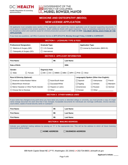 (Md/Do) New License Application