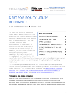 Debt for Equity Utility Refinance