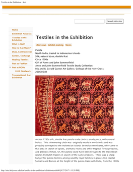 Textiles in the Exhibition - Ikat