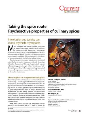 Psychoactive Properties of Culinary Spices