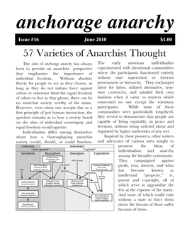 Anchorage Anarchy Issue #16 June 2010 $1.00 57 Varieties of Anarchist Thought