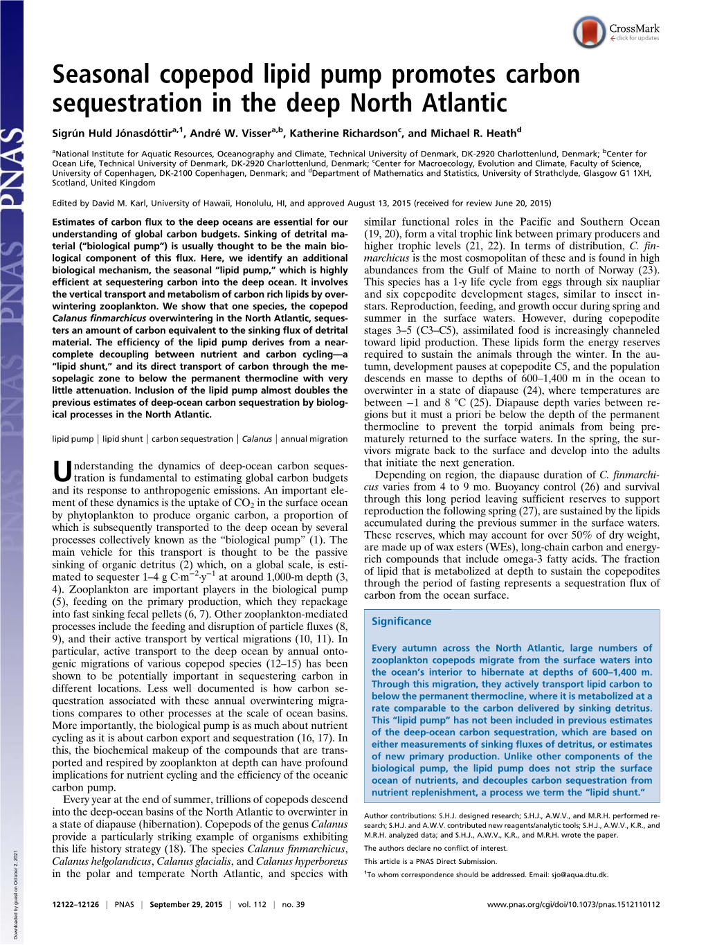 Seasonal Copepod Lipid Pump Promotes Carbon Sequestration in the Deep North Atlantic