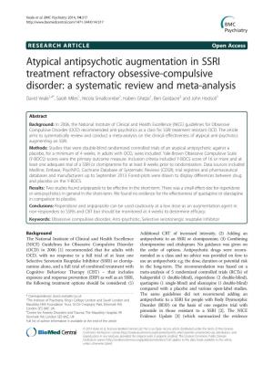 Atypical Antipsychotic Augmentation in SSRI Treatment
