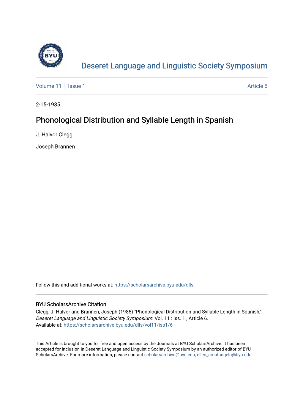 Phonological Distribution and Syllable Length in Spanish