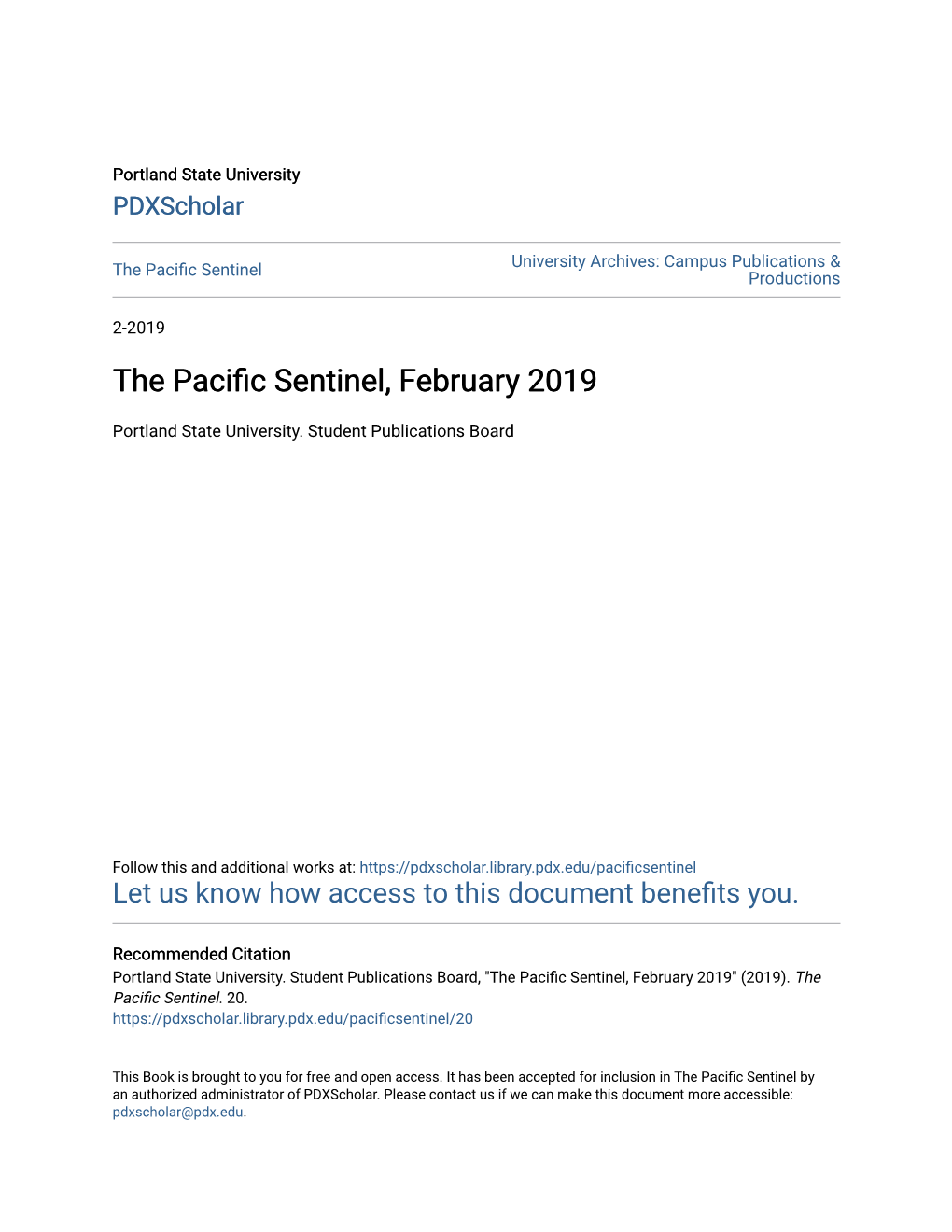 The Pacific Sentinel, February 2019