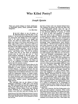 Who Killed Poetry?
