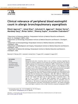 Clinical Relevance of Peripheral Blood Eosinophil Count in Allergic Bronchopulmonary Aspergillosis