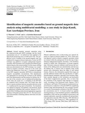 Identification of Magnetic Anomalies Based on Ground Magnetic Data