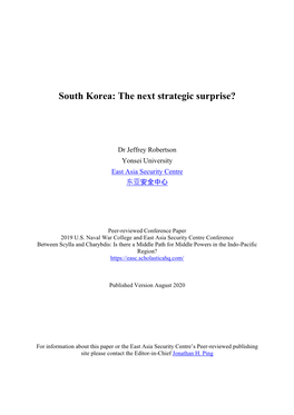 South Korea: the Next Strategic Surprise?