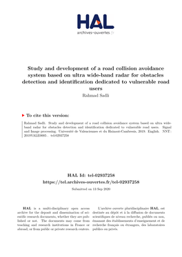Study and Development of a Road Collision Avoidance System Based