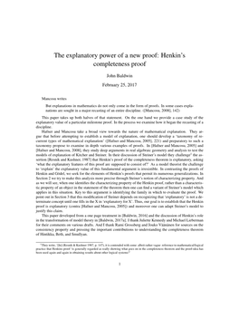 The Explanatory Power of a New Proof: Henkin's Completeness Proof