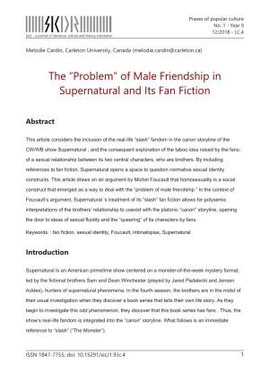 The “Problem” of Male Friendship in Supernatural and Its Fan Fiction