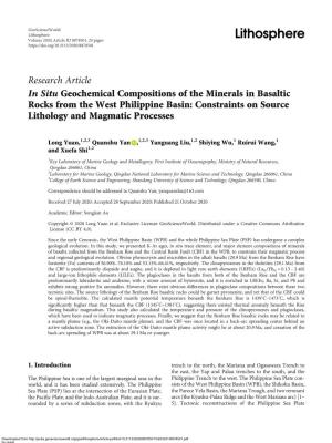 Research Article in Situ Geochemical Compositions