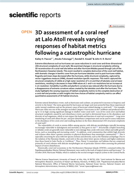 3D Assessment of a Coral Reef at Lalo Atoll Reveals Varying Responses of Habitat Metrics Following a Catastrophic Hurricane Kailey H