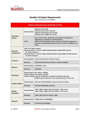 Needles 5.0 System Requirements