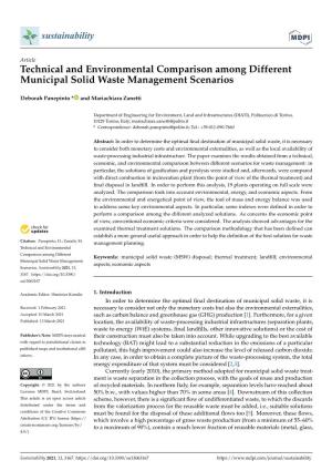 Technical and Environmental Comparison Among Different Municipal Solid Waste Management Scenarios