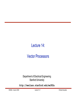 Lecture 14: Vector Processors