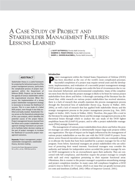 A Case Study of Project and Stakeholder Management Failures: Lessons Learned