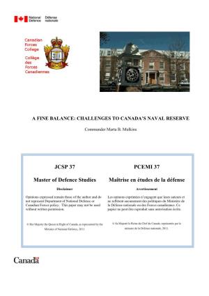 Challenges to Canada's Naval Reserve