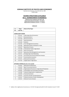 COURSE STRUCTURE & SYLLABUS M.Sc. (AGRIBUSINESS