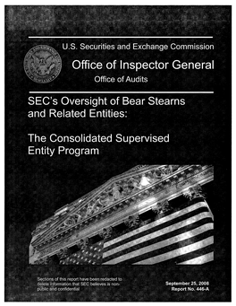 SEC's Oversight of Bear Stearns and Related Entities: Consolidated-Supervised Entity Program