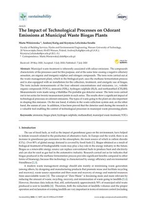 The Impact of Technological Processes on Odorant Emissions at Municipal Waste Biogas Plants