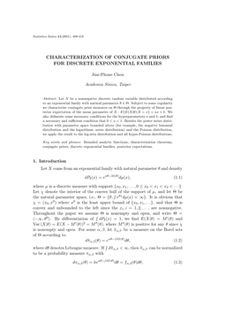 Characterization of Conjugate Priors for Discrete Exponential Families