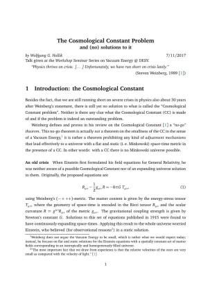 The Cosmological Constant Problem 1 Introduction