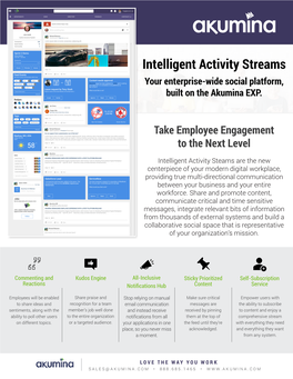 Intelligent Activity Streams Your Enterprise-Wide Social Platform, Built on the Akumina EXP.​