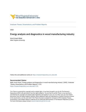 Energy Analysis and Diagnostics in Wood Manufacturing Industry