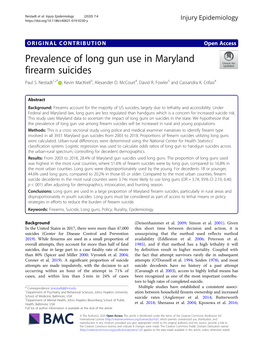 Prevalence of Long Gun Use in Maryland Firearm Suicides Paul S